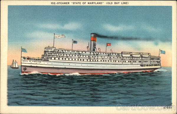 Postcard of the Steamer State of Maryland of the Old Bay line