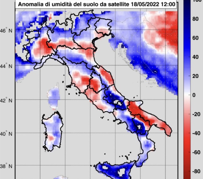 Map of current soil moisture anomalies across Europe