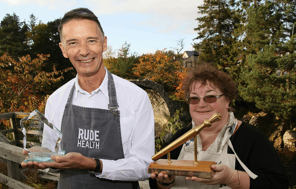 Tim Barnard and Lisa Williams, winners at the World Porridge Making Championships